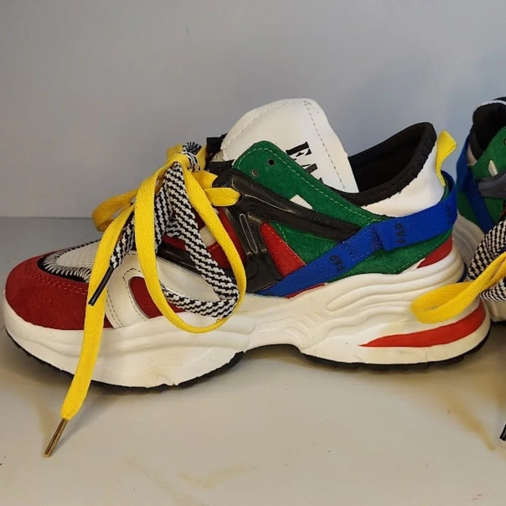 EAF Fashion Multicolor Chunky Platform Sneakers Womens Size 6.5‎ Streetwear Red